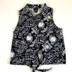 Harry Potter Sleeveless Blouse Collared Tank Top Button Up women’s L